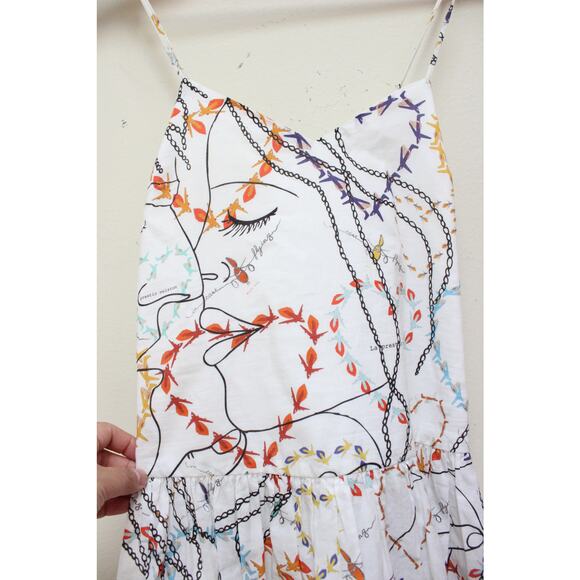 La Prestic Ouiston White Heart Airplane Bird Halter Mini Dress Size 1/Small - Picture 2 of 6